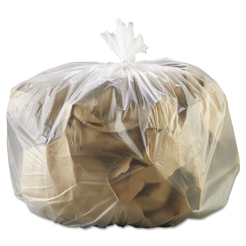 High Density Can Liners, 33 gal, 13 microns, 33" x 39", Natural, 25 Bags/Roll, 10 Rolls/Carton