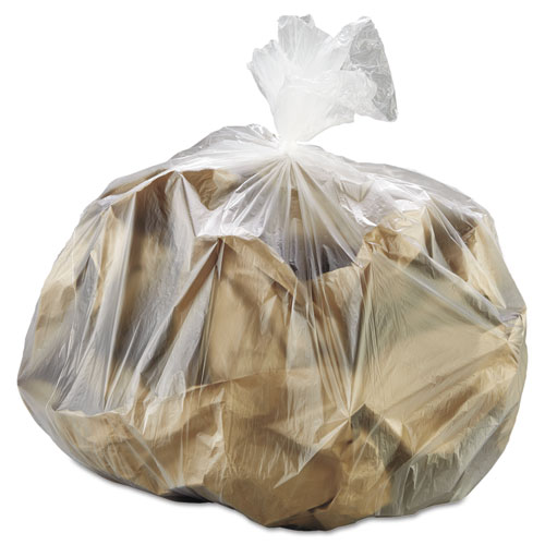 Inteplast Group High-Density Interleaved Commercial Can Liners, 30 gal, 10 mic, 30" x 37", Clear, 25 Bags/Roll, 20 Rolls/Carton