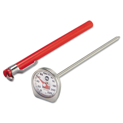 Rubbermaid® Commercial Dishwasher-Safe Industrial-Grade Analog Pocket Thermometer, 0F to 220F