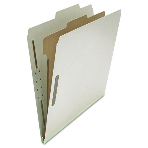 Four-Section Pressboard Classification Folders, 1 Divider, Letter Size, Gray, 10/Box
