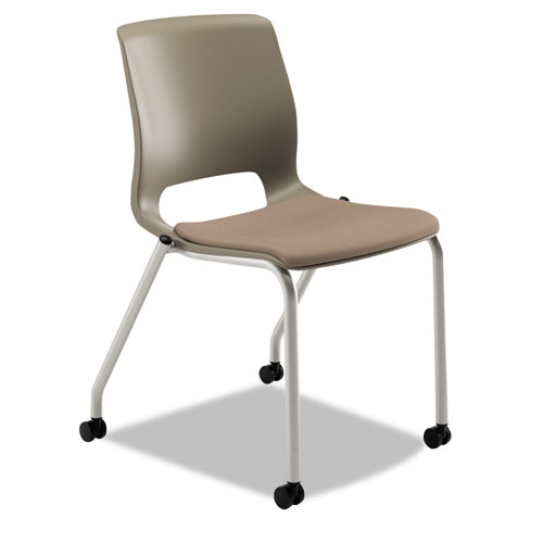 Image of Hon® Motivate Four-Leg Stacking Chair, Supports 300Lb, 18.25" Seat Height, Morel Fabric Seat, Shadow Back, Platinum Base, 2/Carton
