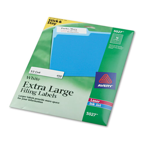AVE5027 Avery XLarge 1/3Cut File Folder Labels w/TrueBloc Zuma