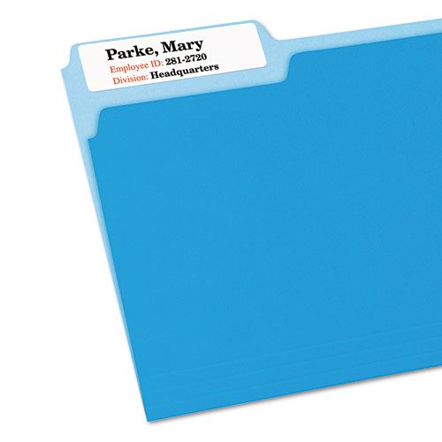Extra-Large TrueBlock File Folder Labels with Sure Feed Technology, 0.94 x 3.44, White, 18/Sheet, 25 Sheets/Pack