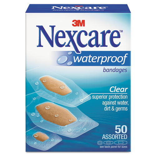 Waterproof, Clear Bandages, Assorted Sizes, 50/Box