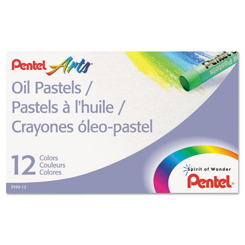 Image of Pentel® Oil Pastel Set With Carrying Case, 12 Assorted Colors, 0.38" Dia X 2.38", 12/Set