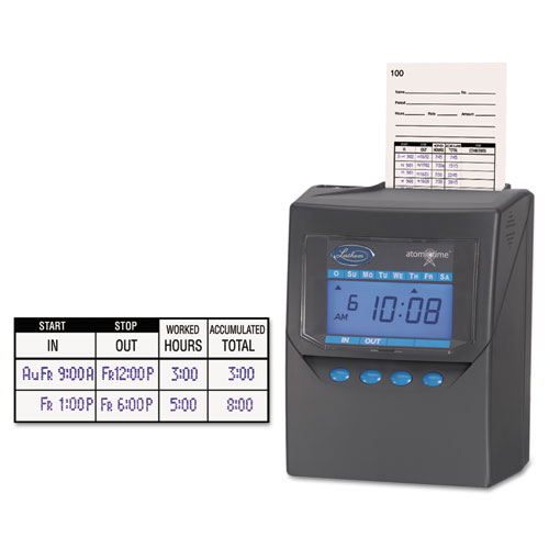 Image of Lathem® Time 7500E Totalizing Time Recorder, Lcd Display, Charcoal