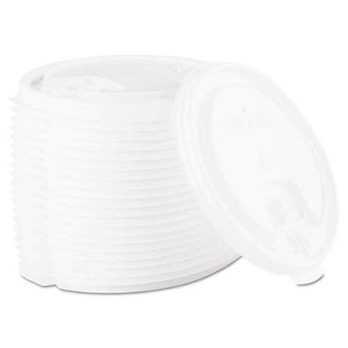 Image of Lift Back and Lock Tab Lids for Paper Cups, Fits 10 oz to 24 oz Cups, White, 100/Sleeve, 10 Sleeves/Carton