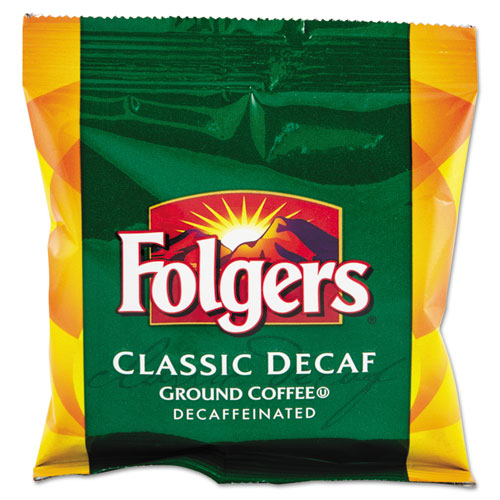 Folgers® Coffee Filter Packs, Decaffeinated Classic Roast, 9/10oz, 10/Pack, 4 Packs/Carton