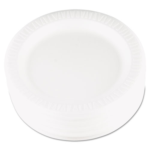 Dart® Quiet Classic Laminated Foam Dinnerware, Plate, 9" Dia, White, 125/Pack, 4 Packs/Carton