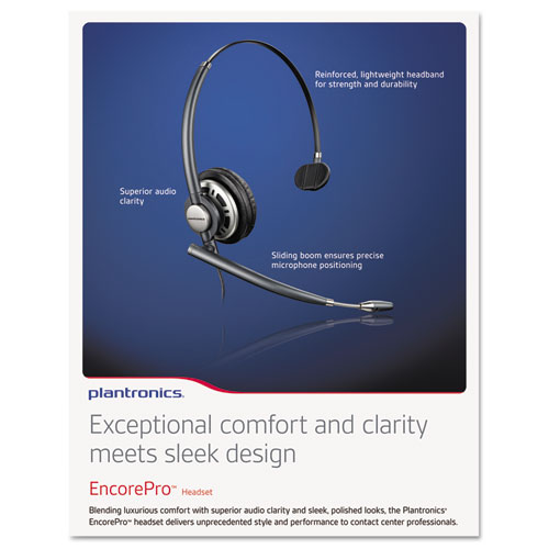Image of Poly® Encorepro Premium Monaural Over The Head Headset With Noise Canceling Microphone, Black