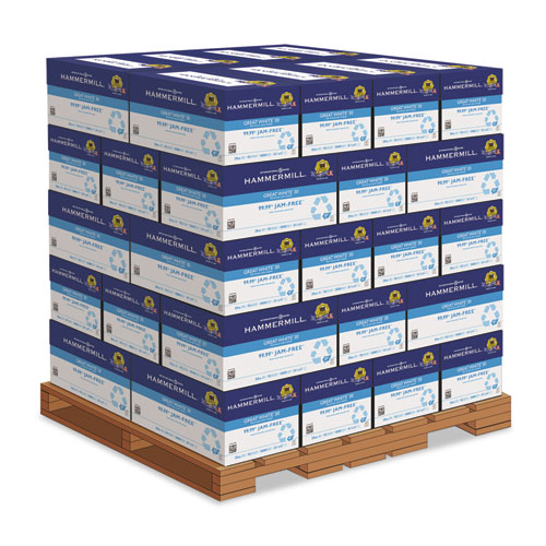 Great White 30 Recycled Print Paper, 92 Bright, 20lb, 8.5 x 11, White, 500 Sheets/Ream, 10 Reams/Carton, 40 Cartons/Pallet