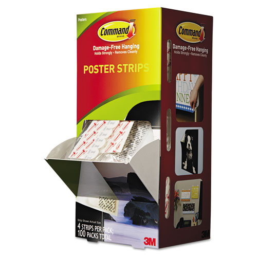 Poster Strips, 5/8" x 1 3/4", White, 4/Pack, 100 Packs/Carton | by Plexsupply