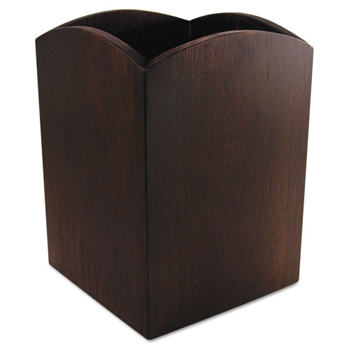 Bamboo Curved Pencil Cup, 3 x 3  4 1/4, Espresso Brown
