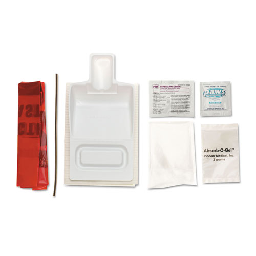 Medline Biohazard Fluid Clean-Up Kit, 10.3 X 1.6 X 10.5, 7 Pieces, Synthetic-Fabric Bag