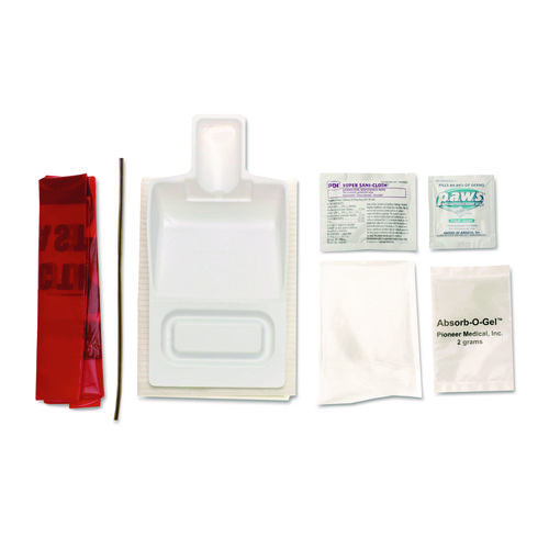 Biohazard Fluid Clean-Up Kit, 7 Pieces, Synthetic-Fabric Bag