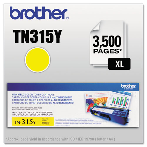 Image of Brother Tn315Y High-Yield Toner, 3,500 Page-Yield, Yellow