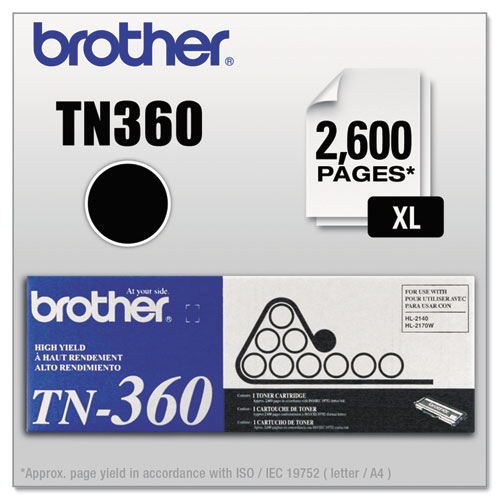Image of Brother Tn360 High-Yield Toner, 2,600 Page-Yield, Black