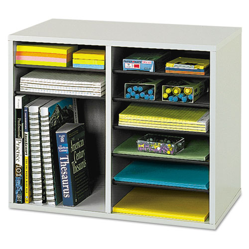 Image of Safco® Fiberboard Literature Sorter, 12 Compartments, 19.63 X 11.88 X 16.13, Gray