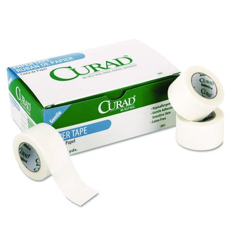 Curad® Paper Adhesive Tape, Medium-Duty, Acrylic/Paper, 2" X 10 Yds, White, 6/Pack