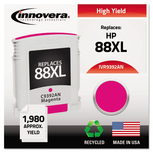 Remanufactured C9392AN (88XL) High-Yield Ink, 1980 Page-Yield, Magenta | by Plexsupply