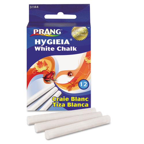Image of Prang® Hygieia Dustless Board Chalk, 3.25" X 0.38' Diameter, White, 12/Box