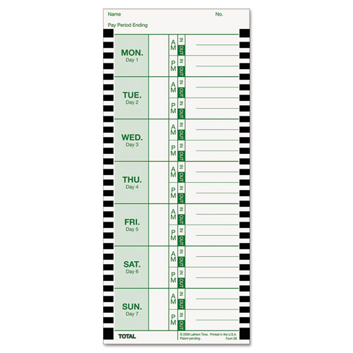 Lathem® Time Time Clock Cards For Lathem Time 800P, One Side, 4 X 9, 100/Pack