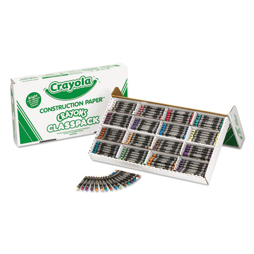 Construction Paper Crayons, Wax, 25 Sets of 16 Colors, 400/Box