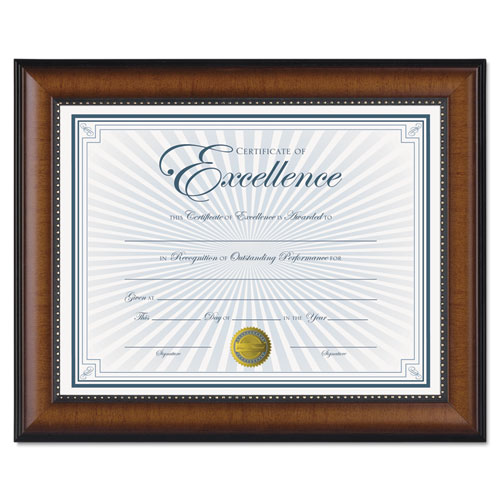 Prestige Document Frame, Walnut/black, Gold Accents, Certificate, 8 1/2 X 11