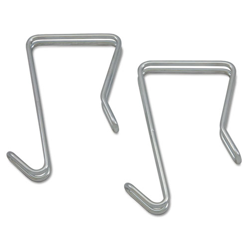 Single Sided Partition Garment Hook, Steel, 0.5 x 3.13 x 4.75, Over-the-Door/Over-the-Panel Mount, Silver, 2/Pack
