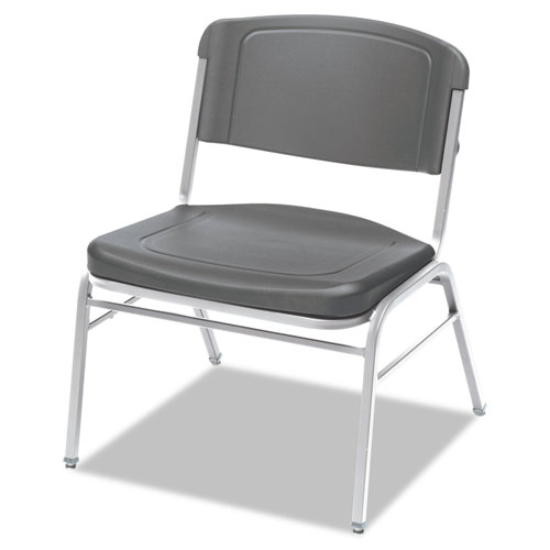 Rough n Ready Wide-Format Big and Tall Stack Chair, Supports 500 lb, 18.5" Seat Height, Charcoal Seat/Back, Silver Base, 4/CT