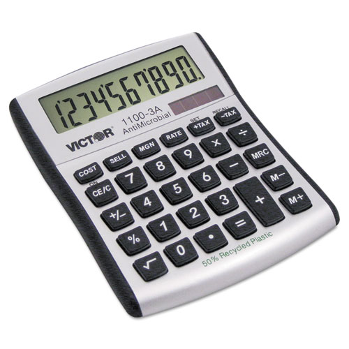 1100-3A Antimicrobial Compact Desktop Calculator, 10-Digit LCD