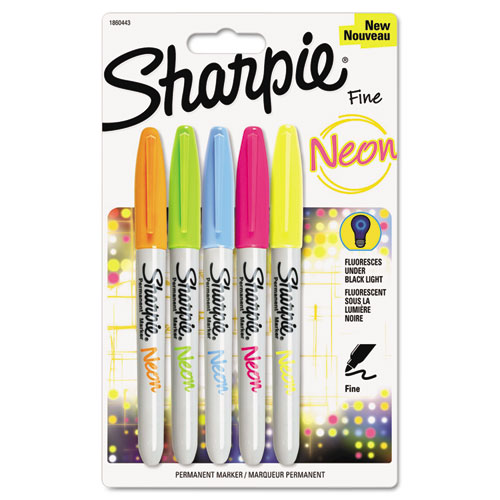 Sharpie® Neon Permanent Markers, Assorted, 4/Pack