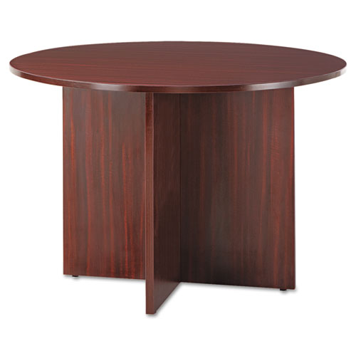 Image of Alera Valencia Round Conference Table with Legs, 42" Diameter x 29.5h, Mahogany