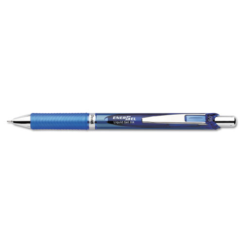 Pentel® EnerGel RTX Retractable Liquid Gel Pen, .5mm, Silver/Black Barrel, Black Ink