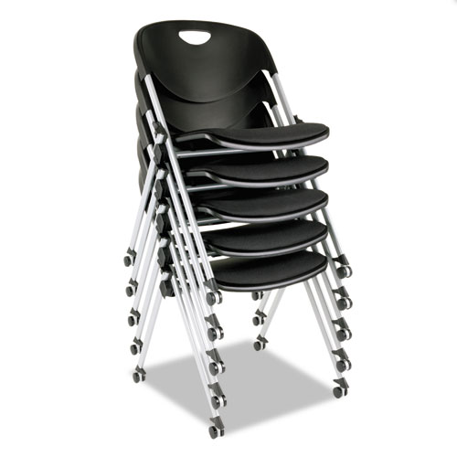 Alera SL Series Nesting Stack Chair Without Arms, Supports 250 lb, 19.5" Seat Height, Black Seat/Back, Gray Base, 2/Carton