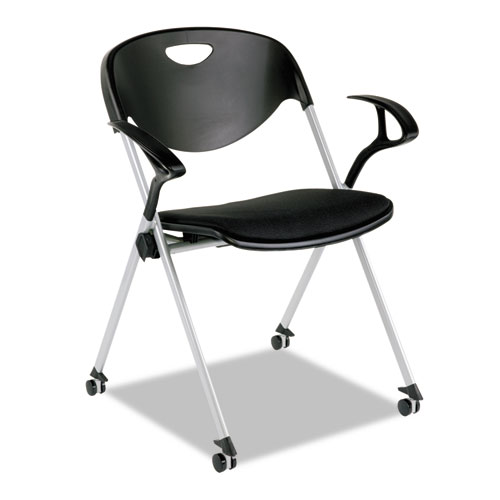 Alera Plus™ SL Series Nesting Stack Chair with Loop Arms and Casters, Black, 2/Carton