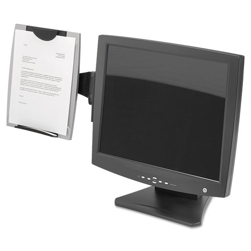 Fellowes® Office Suites Monitor Mount Copyholder, Plastic, Holds 150 Sheets, Black/Silver