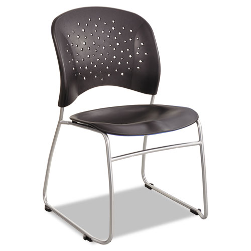 REVE GUEST CHAIR WITH SLED BASE, 19.75" X 23.5" X 33.5", BLACK SEAT/BLACK BACK, SILVER BASE, 2/CARTON