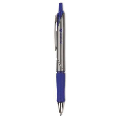 Acroball Pro Advanced Ink Ballpoint Pen, Retractable, Medium 1 mm, Blue Ink, Silver Barrel, Dozen PIL31911