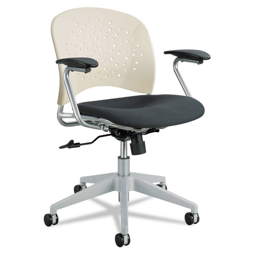 REVE ROUND BACK TASK CHAIR, SUPPORTS UP TO 250 LBS., BLACK SEAT/LATTE BACK, SILVER BASE