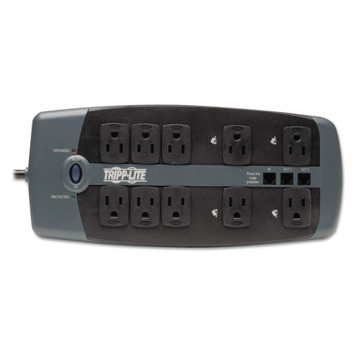Protect It! Surge Protector, 10 Outlets, 8 ft. Cord, 2395 Joules, Black