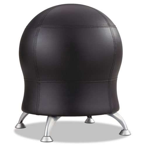 Safco® Zenergy Ball Chair, Backless, Supports Up To 250 Lb, Black Vinyl Seat, Silver Base