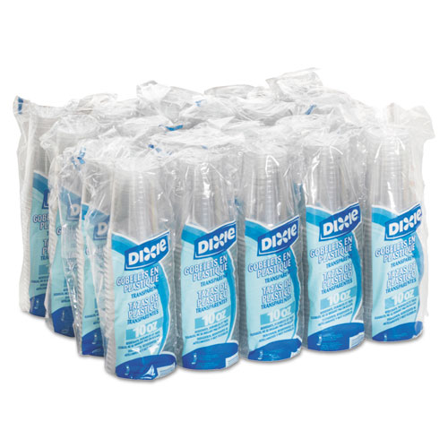 Clear Plastic PETE Cups, 10 oz, WiseSize, 25/Pack, 20 Packs/Carton