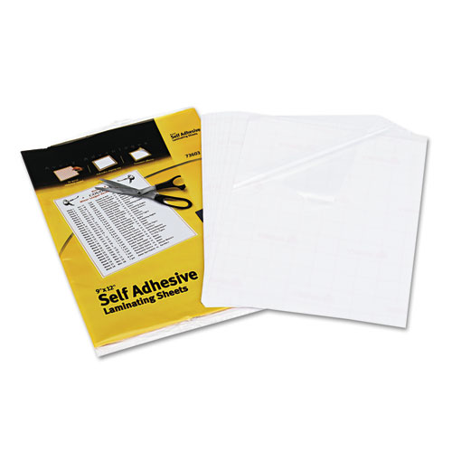 Clear Self-Adhesive Laminating Sheets, 3 mil, 9" x 12", Matte Clear, 10/Pack