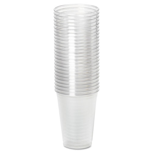 Clear Plastic PETE Cups, 10 oz, WiseSize, 25/Pack, 20 Packs/Carton