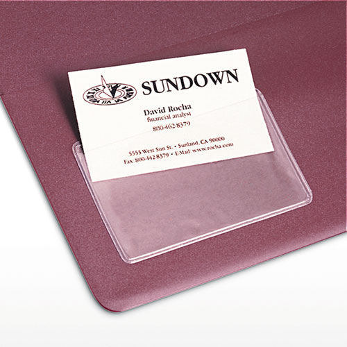 Image of Self-Adhesive Top-Load Business Card Holders, Top Load, 3.5 x 2, Clear, 10/Pack