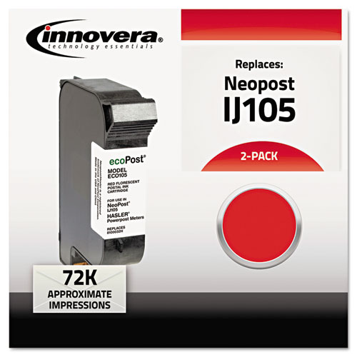 Remanufactured Red Postage Meter Ink, Replacement for IJ105 (8100032H), 72,000 Page-Yield