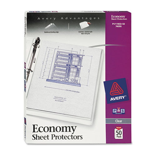 Avery® Top-Load Sheet Protector, Economy Gauge, Letter, Clear, 50/Box