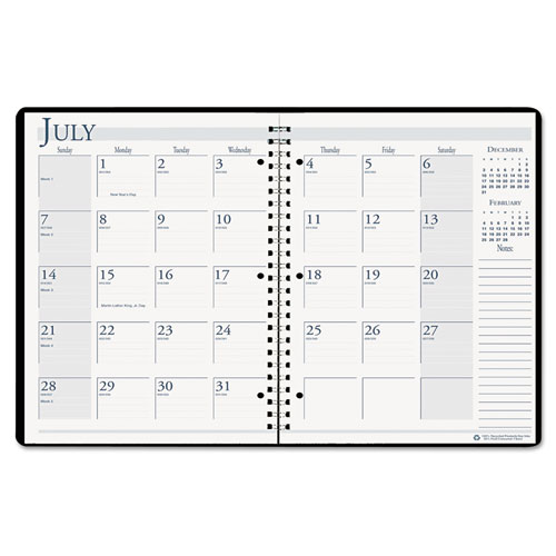 Spiralbound Academic Monthly Planner, 11 x 8.5, Black Cover, 14-Month (July to Aug): 2021 to 2022
