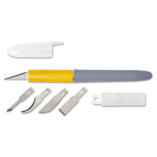 Westcott® Craft Cushion-Grip Titanium Hobby Knife and Blade Set, 5 Blades